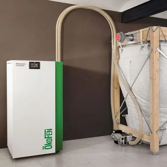 Green scarf around a miniature house on autumn leaves background. Concept of protecting or isolating house.